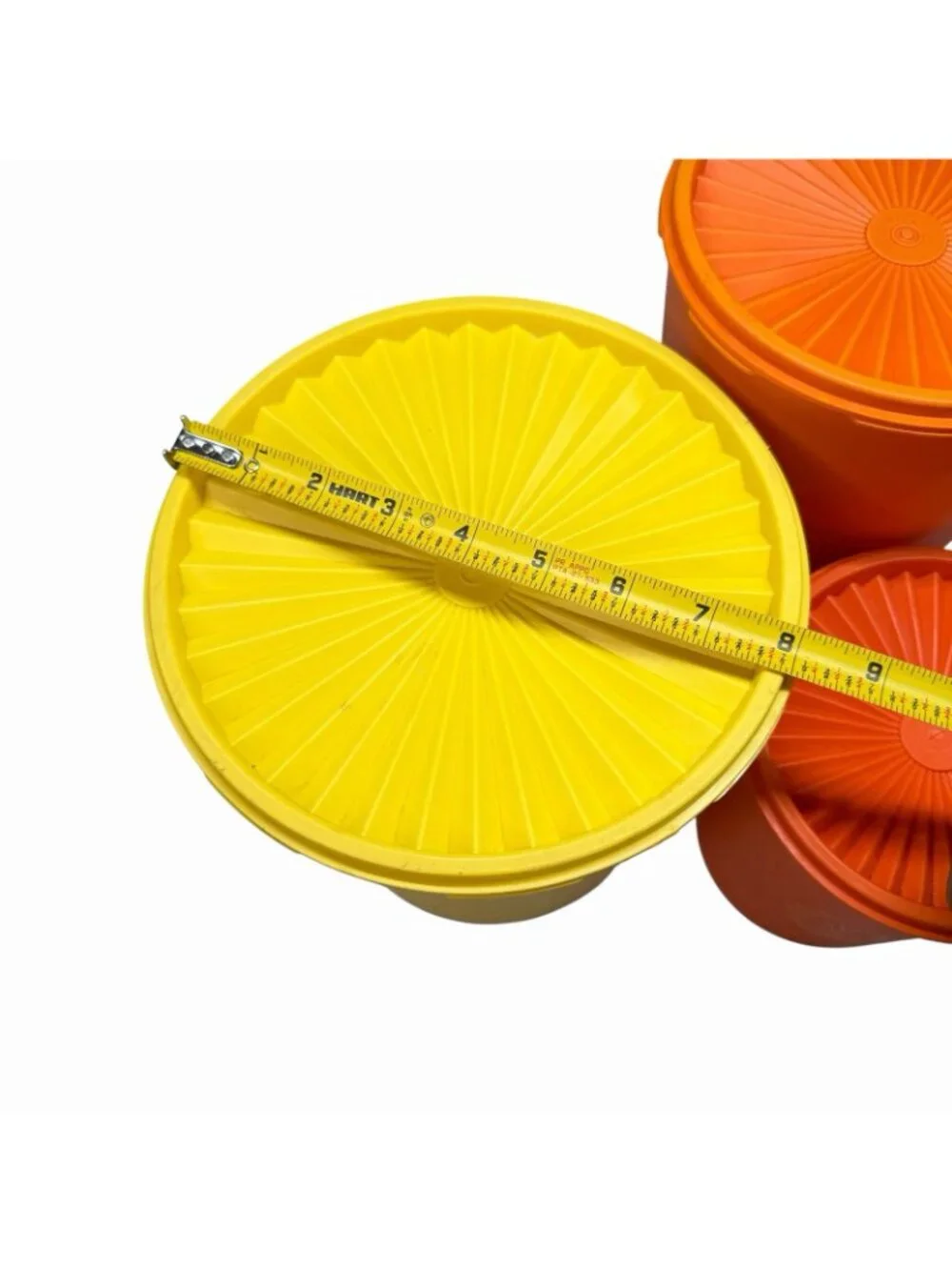 VTG Set of 3 Tupperware Servalier Canisters Retro Orange & Yellow W/Lids